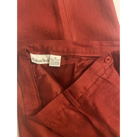 Women’s Madison Studio Red Linen Dress Pants Trousers Size 10 - Picture 4 of 8